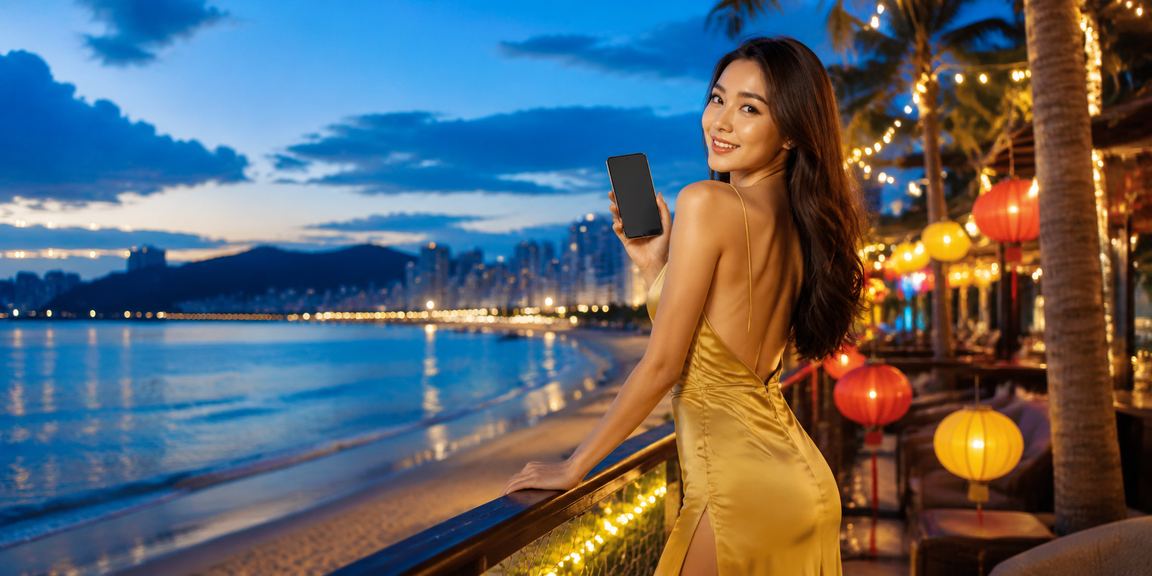 Người chơi tại bãi biển Đà Nẵng xem kèo thể thao và đặt cược trên điện thoại di động